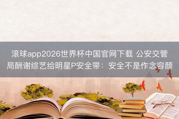 滚球app2026世界杯中国官网下载 公安交管局酬谢综艺给明星P安全带:安全不是作念容颜