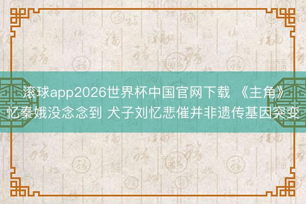 滚球app2026世界杯中国官网下载 《主角》忆秦娥没念念到 犬子刘忆悲催并非遗传基因突变