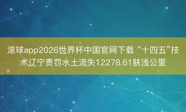 滚球app2026世界杯中国官网下载 “十四五”技术辽宁责罚水土流失12278.61肤浅公里